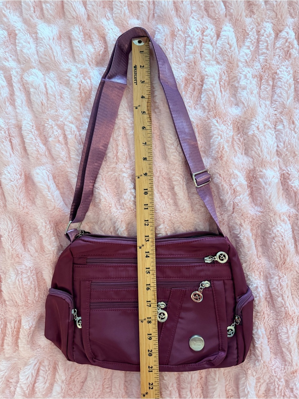 JINGPIN Purple Nylon Crossbody Travel Bag Purse - Picture 7 of 14